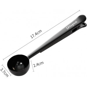 Coffee Scoop with Bag Clip, Multi-Function Milk Powder Measuring Spoon, 20ml (Black)