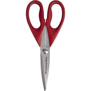 KitchenAid All Purpose Kitchen Shears with Protective Sheath Durable Stainless Steel Scissors, Dishwasher Safe, Soft Grip Comfort Handle, 8.72 Inch, Red