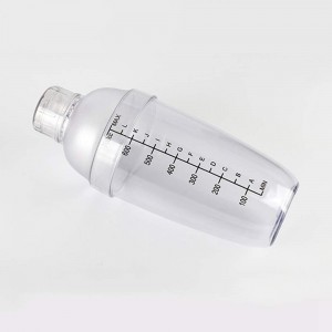 FEOOWV Plastic Cocktail Shaker, Hand Drink Mixer Boba Tea Shaker Cup with Scales,Bar Tool Transparent (24 oz / 700cc)