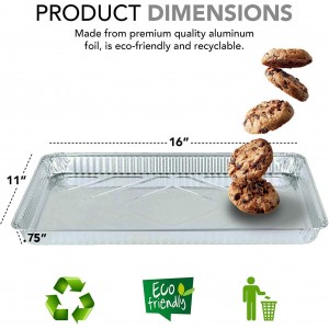 Stock Your Home Aluminum Pans - 15 Pack Disposable Aluminum Foil Trays - Reusable Nonstick Baking Sheets - 16 Inch x 11 Inch