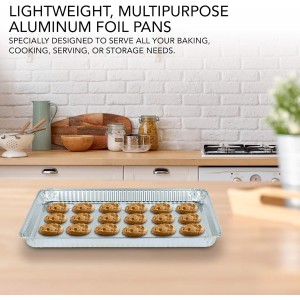 Stock Your Home Aluminum Pans - 15 Pack Disposable Aluminum Foil Trays - Reusable Nonstick Baking Sheets - 16 Inch x 11 Inch