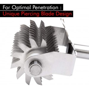 The Sausage Maker - High Steaks Roller Meat Tenderizer Tool (Manual) Razor Sharp Stainless-Steel Rollers for Optimal Tissue Penetration on Thick, Tender Red Cuts | No Hammer or Mallet Needed