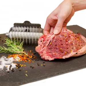 The Sausage Maker - High Steaks Roller Meat Tenderizer Tool (Manual) Razor Sharp Stainless-Steel Rollers for Optimal Tissue Penetration on Thick, Tender Red Cuts | No Hammer or Mallet Needed