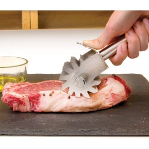 The Sausage Maker - High Steaks Roller Meat Tenderizer Tool (Manual) Razor Sharp Stainless-Steel Rollers for Optimal Tissue Penetration on Thick, Tender Red Cuts | No Hammer or Mallet Needed