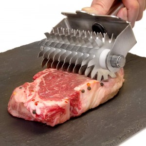 The Sausage Maker - High Steaks Roller Meat Tenderizer Tool (Manual) Razor Sharp Stainless-Steel Rollers for Optimal Tissue Penetration on Thick, Tender Red Cuts | No Hammer or Mallet Needed