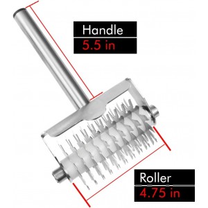 The Sausage Maker - High Steaks Roller Meat Tenderizer Tool (Manual) Razor Sharp Stainless-Steel Rollers for Optimal Tissue Penetration on Thick, Tender Red Cuts | No Hammer or Mallet Needed