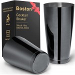 Stainless Steel Cocktail Shaker 2 Piece 18oz Unweighted & 28oz Weighted Professional Bartender Boston Shaker Drink Mixer for Bartending Essential Bar Tools - BLACK