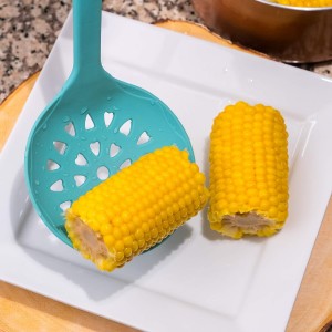 Culinary Couture Aqua Sky Silicone Cooking Utensils Set - Sturdy Steel Inner Core - Spatula, Mixing & Slotted Spoon, Ladle, Pasta Server, Drainer - Heat Resistant Kitchen Tools - Bonus Recipe Ebook