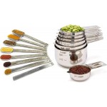 Measuring Cups and Spoons Set of 15, Stackable Cups, Long Handle with Leveler Fits Narrow Jars, 304 Premium Stainless Steel, Kitchen Gadgets for Liquid & Dry Ingredients Cooking Baking