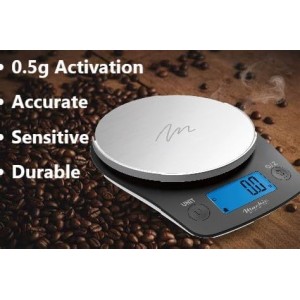 Food Kitchen Scale by NutraTrack™ Digital Grams and Ounces for Coffee, Weight Loss, Baking, Cooking, Keto and Meal Prep, LCD Display, Stainless Steel, LOWEST 0.5g INCREMENTS Accuracy meets Durability!