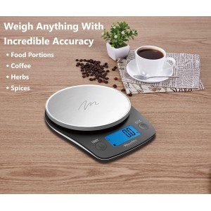 Food Kitchen Scale by NutraTrack™ Digital Grams and Ounces for Coffee, Weight Loss, Baking, Cooking, Keto and Meal Prep, LCD Display, Stainless Steel, LOWEST 0.5g INCREMENTS Accuracy meets Durability!
