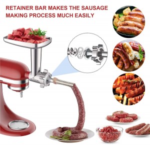 Meat Grinder and Cheese Grater Attachment for KitchenAid Stand Mixer, Slicer Shredder & Meat Grinder with Sausage Stuffer, 2 Pcs for KitchenAid Accessories and Attachments