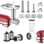 Meat Grinder and Cheese Grater Attachment for KitchenAid Stand Mixer, Slicer Shredder & Meat Grinder with Sausage Stuffer, 2 Pcs for KitchenAid Accessories and Attachments