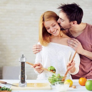 LHS Pepper Mill Grinder Salt Grinder Peppercorn Grinders with Adjustable Coarseness-Clear