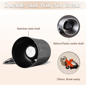 OWO Stainless Steel Wine Bottle Stopper, Reusable Wine Saver with Silicone Seal, Decorative Bottle Sealer, Keeps Fresh (Metal Black, 2 Pack)