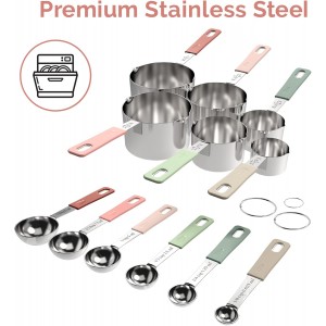 22-Piece Stainless Steel Measuring Cups and Spoons Set, Tad Dash Pinch Smidgen Drop Mini Measuring Spoons, Measuring Stick Leveler, Measurement Conversion Chart Fridge Magnet, (Country Chic)