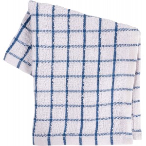 KAF Home Pantry 100% Cotton Checkered Grid Dish Cloths | Set of 6, 12 x 12 Inches | Absorbent and Machine Washable | Perfect for Cleaning Counters, and Any Household Spills - Blue