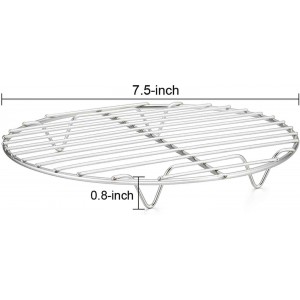 TeamFar Round Cooling Rack Set of 2, 7½ Inch Round Baking Steaming Roasting Rack Set Stainless Steel, Healthy & Dishwasher Safe, Mirror Finish & Rust Free