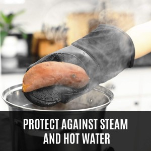 BPA-Free Soft Silicone 4 Piece Oven Mitts & Trivets Set - Ultra Heat Resistant Oven Mitts with Thick Cotton Liner - Long Slip Resistant Pot Holders, Flexible Oven Gloves - Royal Blue