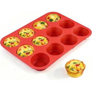CAKETIME 12 Cups Silicone Muffin Pan - N...