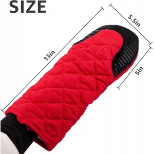 Puppet Oven Mitts Red Cotton Silicone Non-Slip Long Sleeve Arm Soft,Oven Gloves for Women Mum Hot 500℉ Heat Resistant Hand Safe Microwave Home Kitchen Chef Cooking Baking Cookie 13