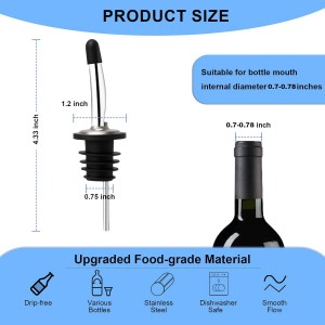 6PCS Liquor Bottle Pourers, Stainless Steel Olive Oil Spouts, Bottle Pourers for Alcohol, Olive Oil, With Dust Caps Liquor Pour Spout