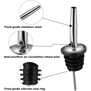 6PCS Liquor Bottle Pourers, Stainless Steel Olive Oil Spouts, Bottle Pourers for Alcohol, Olive Oil, With Dust Caps Liquor Pour Spout