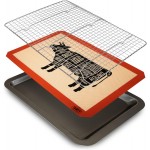 Trinity Provisions Meat Resting Pan - With Wire Rack and Silicone Baking Mat - Dishwasher and Oven Safe Stainless Steel, for Cooking and Cooling Steak, BBQ, Bacon, & More