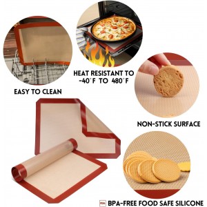 STATINT Non-Stick Silicone Baking Mat, Premium Food Safe - Pack of 2, for Cookie Oven Reusable Mat, 16.5