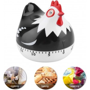 Chicken Pattern Timer, Chicken Pattern Countdown Kitchen Timer Reminder for Cooking Baking(Black)