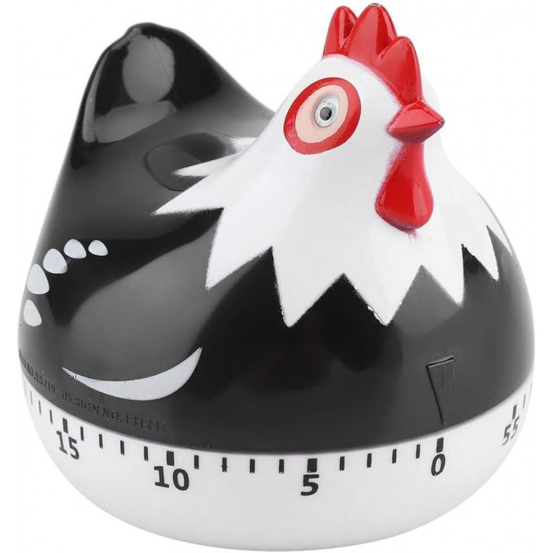 Chicken Pattern Timer, Chicken Pattern Countdown Kitchen Timer Reminder for Cooking Baking(Black)
