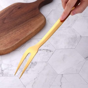 BuyGo Gold Grill Fork - 12.28 Inch Stainless Steel Cooking Fork, Heat Resistant
