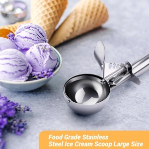 Ice Cream Scoop Stainless Steel, Ice Cream Scoop with Trigger, Cookie Scoop for Baking, Large Ice Cream Scooper, 18/8 Stainless Steel Cupcake Scoop, Food Scoop - 5.25 Tbsp