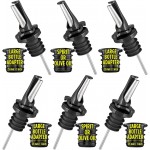 3-in-1 Liquor Pour spout with Built-in Fruit Fly Protection - Dishwasher Safe Hygienic Alcohol Speed Spouts - Also for Olive Oil, Juice, Syrup. Black 6 Pack with 6 Adapters for Large Neck Bottles