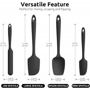 U-Taste Silicone Spatula Set with 600 Degrees Fahrenheit Heat Resistant (Black)