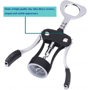 Wing Corkscrew,Ilyever Premium Wine Opener with Bottle Stopper,Multifunctional Corkscrew Wine Cork Opener Bottler Opener Remover for Home, Kitchen,Restaurant,Party and as Gift,Black