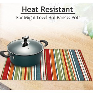 Ruvanti Placemats 100% Cotton 13x19 Inch, Dining Table Placemats Set of 6, Place Mats for Dining Table Decor, Kitchen & Table Linens, Coffee Mat for Christmas Dinners - Multi Stripe