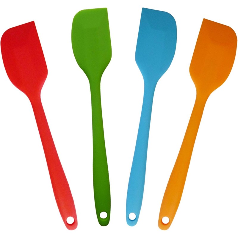 zYoung 4 Pcs Silicone Spatulas, Rubber Spatula Heat Resistant Seamless One Piece Design Flexible Scrapers Baking Mixing Tool,Small