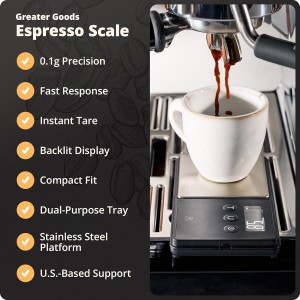 Greater Goods Digital Espresso and Coffee Scale - 750 x 0.1g, Mini Scale with 6 Units of Measurement