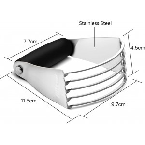 ALLTOP Pastry Shortening Blender Cutter,Stainless Steel Dough Masher for Butter, Biscuit,Baking, Kneading,Dough, Flakier and Fluffier Pie Crusts, Almond - Hand Kitchen Tool (1, Black)