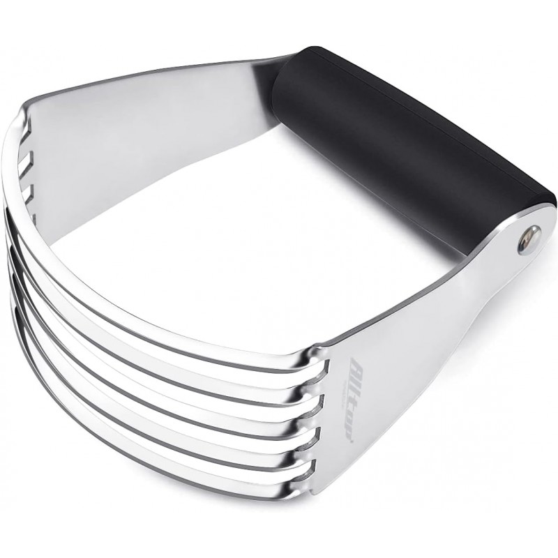 ALLTOP Pastry Shortening Blender Cutter,Stainless Steel Dough Masher for Butter, Biscuit,Baking, Kneading,Dough, Flakier and Fluffier Pie Crusts, Almond - Hand Kitchen Tool (1, Black)