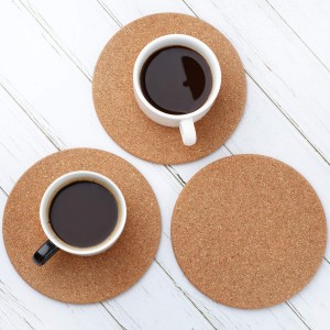 Boao 6 Pcs Round Cork Trivets for Hot Dishes High Density Thick Coasters Wooden Absorbent Cork Plant Coasters for Kitchen, Drinks Coffee Plants (6 Inch)