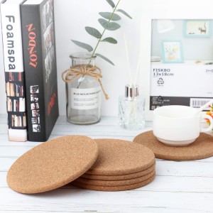 Boao 6 Pcs Round Cork Trivets for Hot Dishes High Density Thick Coasters Wooden Absorbent Cork Plant Coasters for Kitchen, Drinks Coffee Plants (6 Inch)