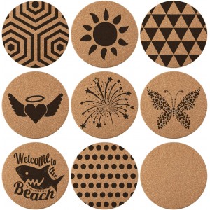 Boao 6 Pcs Round Cork Trivets for Hot Dishes High Density Thick Coasters Wooden Absorbent Cork Plant Coasters for Kitchen, Drinks Coffee Plants (6 Inch)