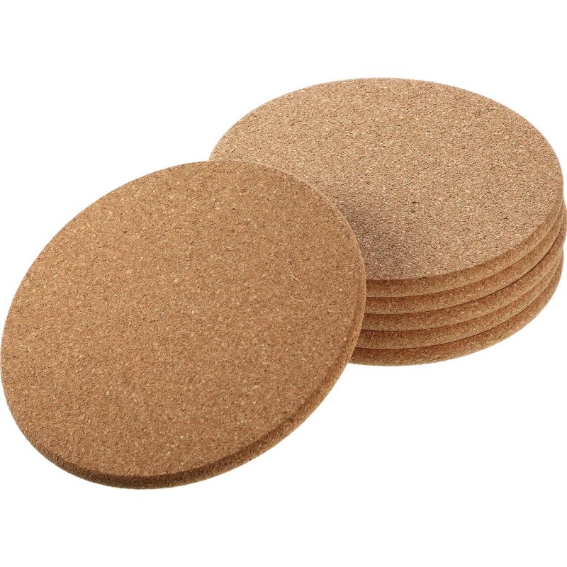 Boao 6 Pcs Round Cork Trivets for Hot Dishes High Density Thick Coasters Wooden Absorbent Cork Plant Coasters for Kitchen, Drinks Coffee Plants (6 Inch)