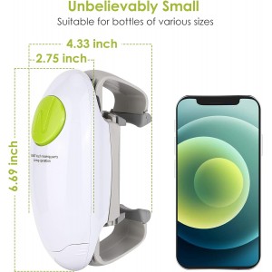 Electric Jar Opener, Kitchen Gadget Strong Tough Automatic Jar Opener For New Sealed Jars,The Hands Free Jar Opener with Less Effort to Open (White)