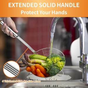 Yimi 16.5 Inch Spider Strainer | Stainless Steel Kitchen Cooking Skimmer with Double Hook Long Handle | Spiral Wire Spoon Ladle with Reinforced Double Coil for Cooking and Frying, Ideal for Gift