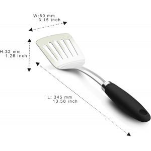 Brushed Slotted Stainless Steel Turner, Non-Slip Spatula with Ergonomic Handle