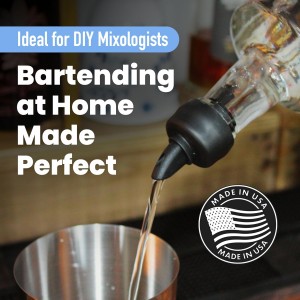 The Pure Pour Liquor Bottle Pourers - Leak-Proof Pour Spouts with Dust Caps – Fits Most Alcohol, Syrup, Olive Oil & Vinegar Bottles – Dishwasher Safe - 2 Pack