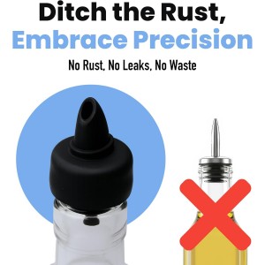 The Pure Pour Liquor Bottle Pourers - Leak-Proof Pour Spouts with Dust Caps – Fits Most Alcohol, Syrup, Olive Oil & Vinegar Bottles – Dishwasher Safe - 2 Pack